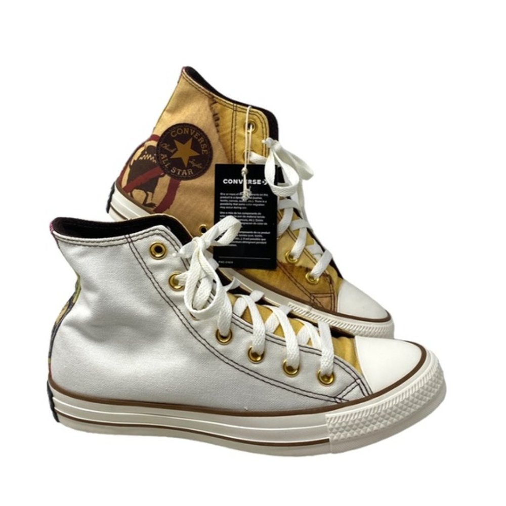 Converse Ctas High Sneakers Women Light Brown Canvas Skate Custom A05960C-LBWWB - Picture 7 of 10